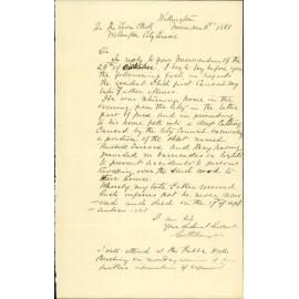 G H Baylis, regarding accident to his late father in Russell Terrace