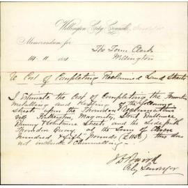 City Surveyor, regarding cost of formation etc, streets, Thorndon Reclamation