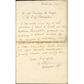 G Collyer, application to erect booth for temperance refreshments