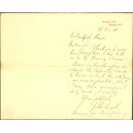 Joseph Pickersgell, application for patronage of Council to Miss Pomeroy