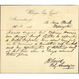 City Surveyor, regarding appointment of William Harris as Water Inspector