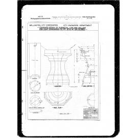 Standard design of gun metal cap and gallery for light standards to fit 12-inch and 14-inch diameter globes, Island Bay seawall
