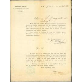 Bourgmestre [Mayor] of St Remy lez Visé, asking information on the gun trade in Wellington