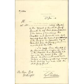 Colonial Secretary's Office, regarding payment of hospital subsidy by Hutt County Council
