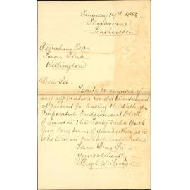 Hugh W Jackson, offer to lease Mangatino endowment block