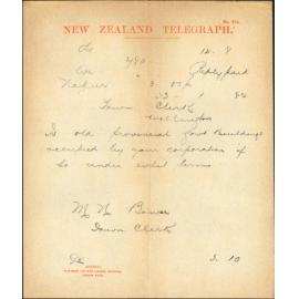 Town Clerk, Napier, regarding terms of occupancy of Provincial Government buildings