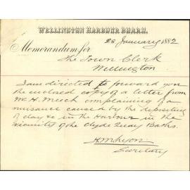 Wellington Harbour Board, complaint regarding deposits in harbour
