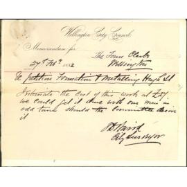 Petition, regarding forming and metalling Hugh Street