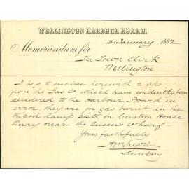 Wellington Harbour Board, forwarding account for lighting Wharf lamos in Customs House Quay