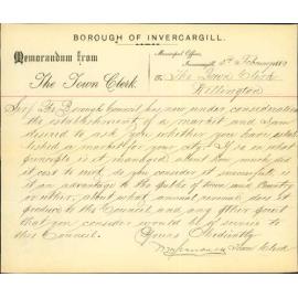 Town Clerk, Invercargill, asking as to market place in the Borough