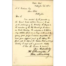 H Alexander, asking patronage of council to athletic sports