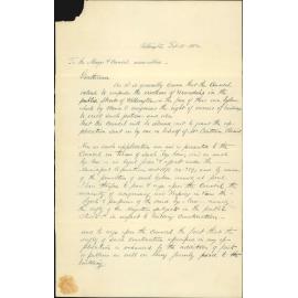 E Fraser Jones, regarding application for veranda in Manners street in account of Mr Brittain