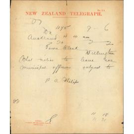 Town Clerk, Auckland, enquiry as to notice to municipal officials