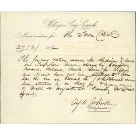 Inspector of Nuisances, regarding fencing in Tinakori Road and Hobson Street