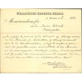 Wellington Harbour Board, declining to make any alteration in charge for commission regarding collection of wharf accounts