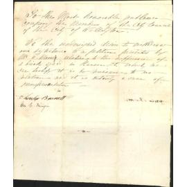 W H Back, regarding petition as to brickworks in Hanson Street