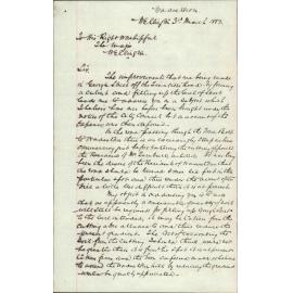 E W Lowe, regarding Wadestown Road and George Street