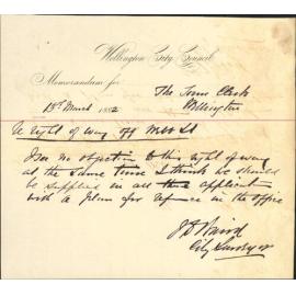 Buller and Gully, application to form right of way in W W Hughes' property off Webb Street
