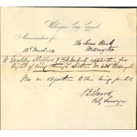 Buckley Stafford and Fitzherbert, application for right of way in E W Mills property off Lambton Quay