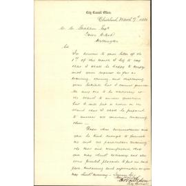 City Surveyor, Christchurch, regarding exhibition to be forwarded to his care
