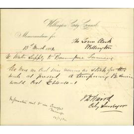 Water supply to Berhampore Tannery - J J Baird (City Surveyor)