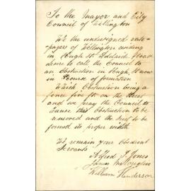 Obstruction in Hugh Street - Alfred G Jones, James Willoughlin and William Henderson