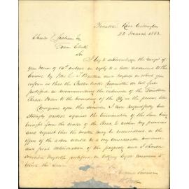Requesting the connection of Tinakori drain in his premises - William Best