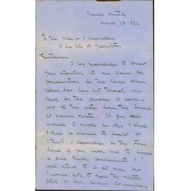 Claim regarding account of Wainui water works - E Campbell