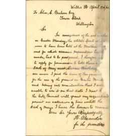Application for Newtown Park on Queens Birthday in lieu of Easter Monday, to book - H Alexander
