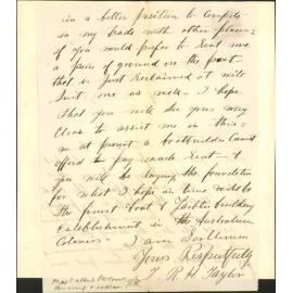 Application for lean to and boat shed at Clyde Quay - T R H Taylor