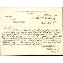Charge for water to Man of War - Wharfinger