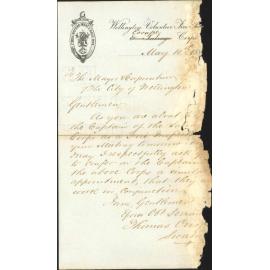 Asking for Captain to be appointed Fire Inspector, Wellington Volunteer Fire Escape Corps