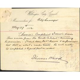 Complaint as to the state of his premises in Ingestre Street - T Bowie
