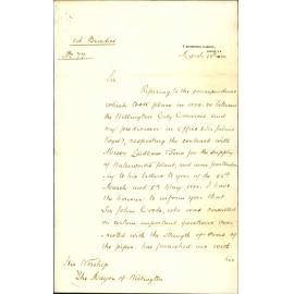 With account from Sir J Good for certificate on pipes - Agent General