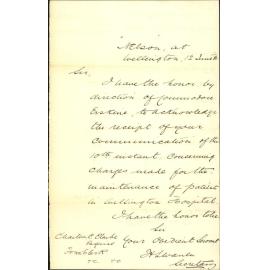 Charge for maintenance of sailors in hospital - Commodore Erskine
