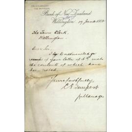 Reply to advice of remittance for payment of interest - Bank of New Zealand