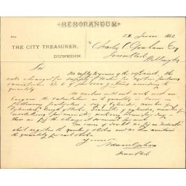 Water supply for motive power - Town Clerk Dunedin