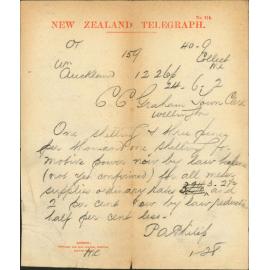 Water supply for motive power - Town Clerk Auckland