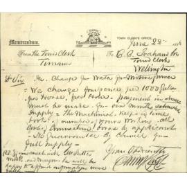 Water supply for motive power - Town Clerk Timaru