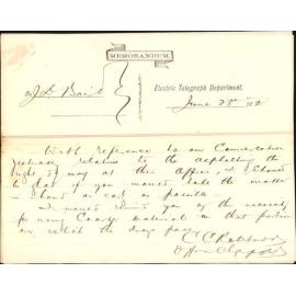 Application for asphalting pavement - Telegraph department