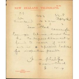 As to working of the Contagious Disease Act - Town Clerk Auckland