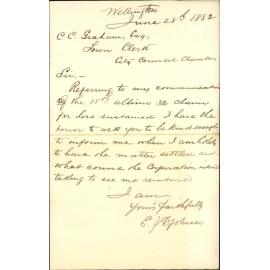 Claim for damages, Cuba Street drain - E J Johnson