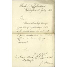 Remittance to London regarding payment of interest - Bank of New Zealand