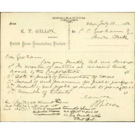 Asking information regarding sections of reclaimed land - E T Gillon