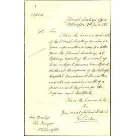 Convalescent patients forwarded to Sydney - Colonial Secretary