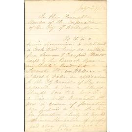 Offering to give land for continuation of Drummond Street to Taranaki Street - W H Back