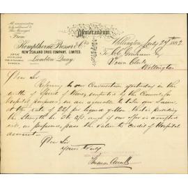 [Import of Spirit of Wine for hospital purposes] - Kempthorne, Prosser & Co