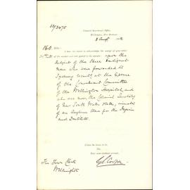 Acknowledging receipt of letter regarding indigent persons forwarded to New South Wales - Colonial Secretary