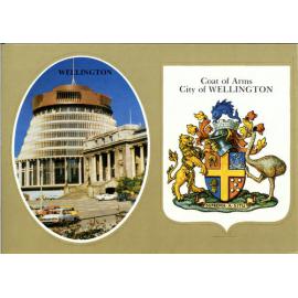 Postcard, Wellington [Beehive], Coat of Arms, City of Wellington