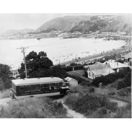 Wellington Tramways Sight Seeing Bus, above Worser Bay